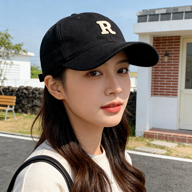 순면 클래식 R자 자수 베이스볼 캡 봄 통기성 야구 모자 남녀공용 사이즈 조절 가능 심플 스트릿 스타일