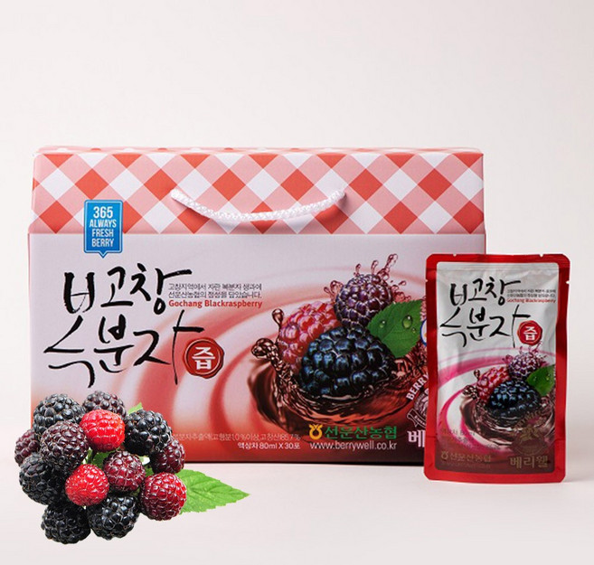 [베리웰] 고창 선운산농협 복분자즙, 30개, 80ml