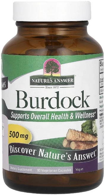네이처스앤서 우엉 Burdock 풀 스펙트럼 허브 500mg 베지캡슐 90정, 1개, 기본 - 쿠팡
