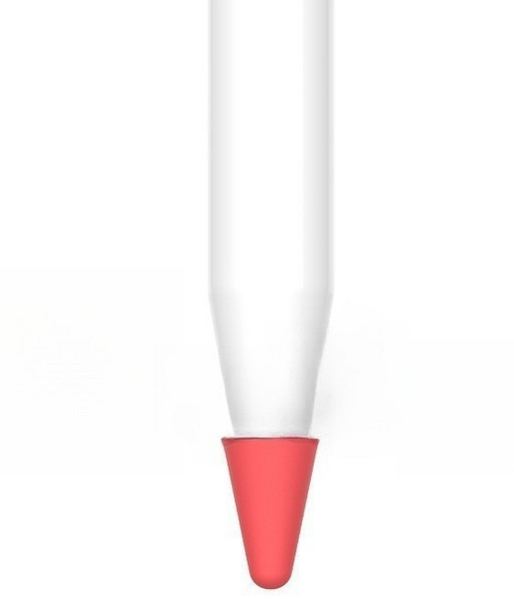 Apple Pencil 1/2 通用 軟矽膠筆尖套 輕柔防滑 耐磨靜音, 筆尖套-紅色(單個), 1個