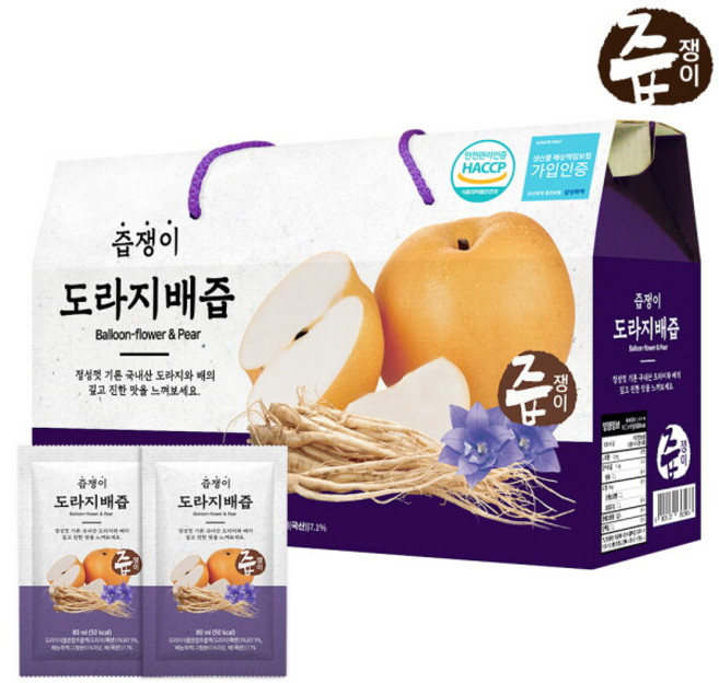 [즙쟁이] 도라지배즙 1박스 30포, 2.4L