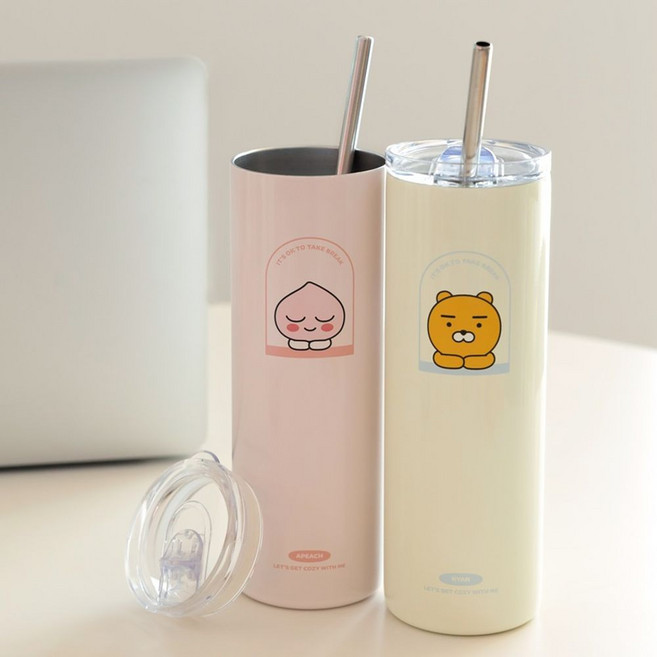 카카오프렌즈 빨대 뚜껑 텀블러 600ml dan*4973xm, 어피치, 어피치, 없음