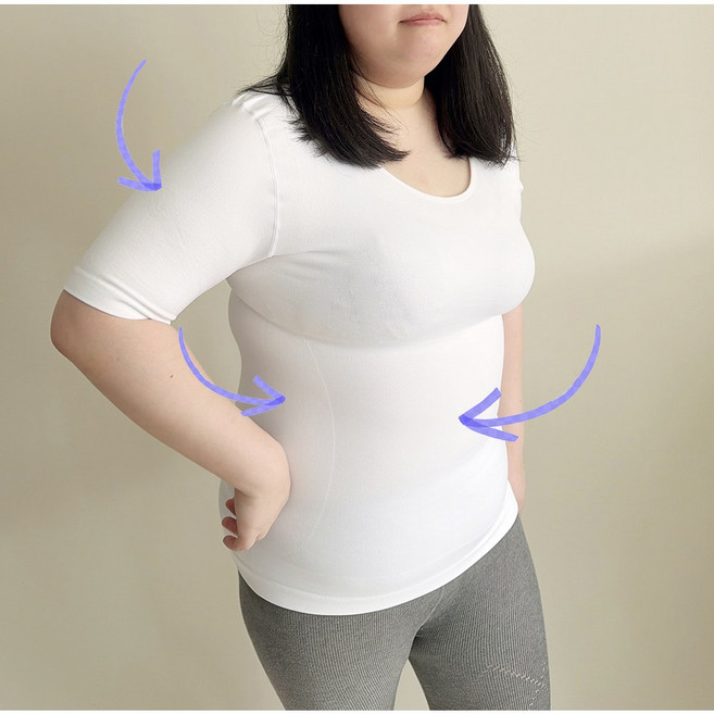 S-3XL 팔뚝 뱃살 등살 보정 이너 티셔츠 슬림핏 (빅사이즈 압박 반팔티 지방흡입 반팔 66 77 88 99 100 110)