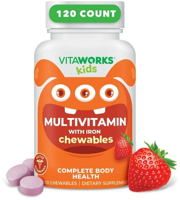 비타웍스 아동용 멀티비타민 철분 미네랄 함유 츄어블 120정 - 쿠팡