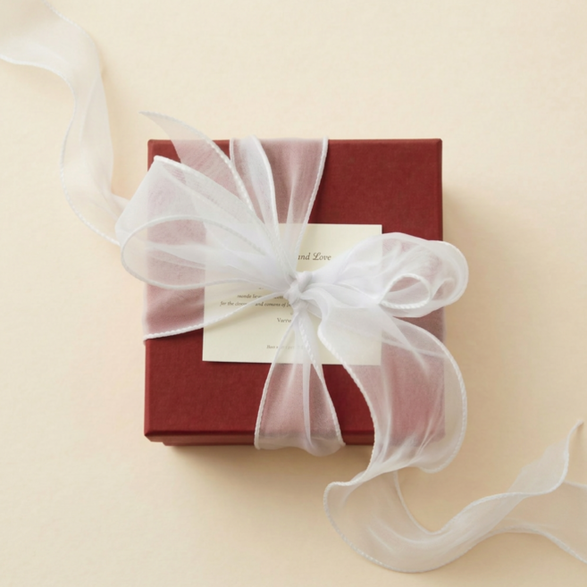 로멀리 선물 포장 오간디 리본끈, 1개, 크림화이트