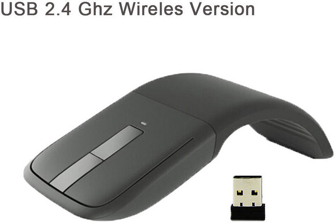 무선블루투스마우스 접이식 블루투스 아크 터치 마우스 1200 DPI 무선 광학 휴대용 여행용 초박형 마이크로소프트용, Wireless Version