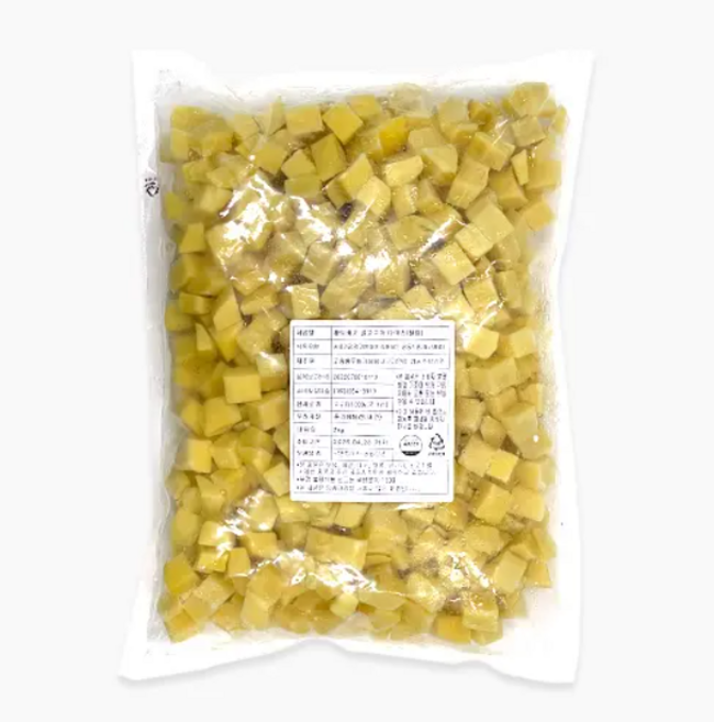 황토배기 국산 꿀고구마다이스(17mm 탈피) 냉동 아이스박스+드라이아이스포함, 1개, 2kg