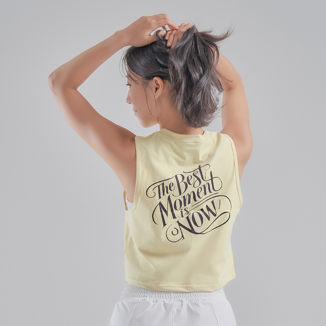 MOCMO 여성 헬스 운동 러닝 크로스핏 스포츠 소로나 나우 크롭 나시