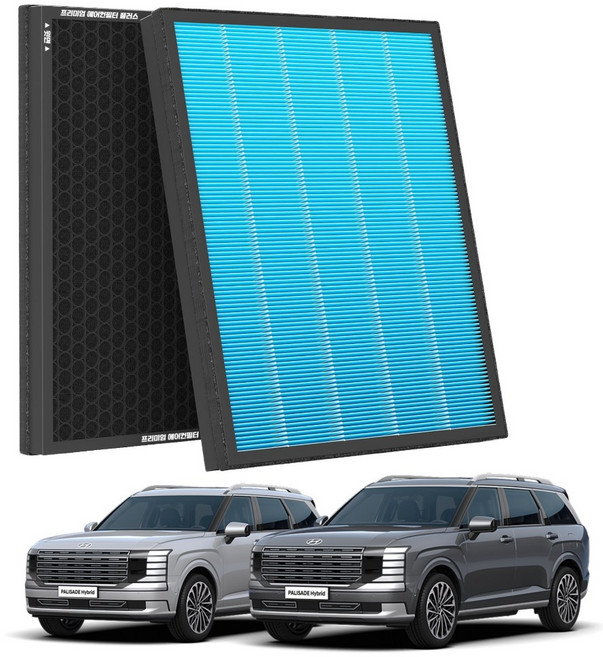 1+1 PM 0.3 에어컨필터 활성탄 블루 초미세먼지, 2개, 디올뉴 팰리세이드 LX3 (25~현재) [FCP-18]