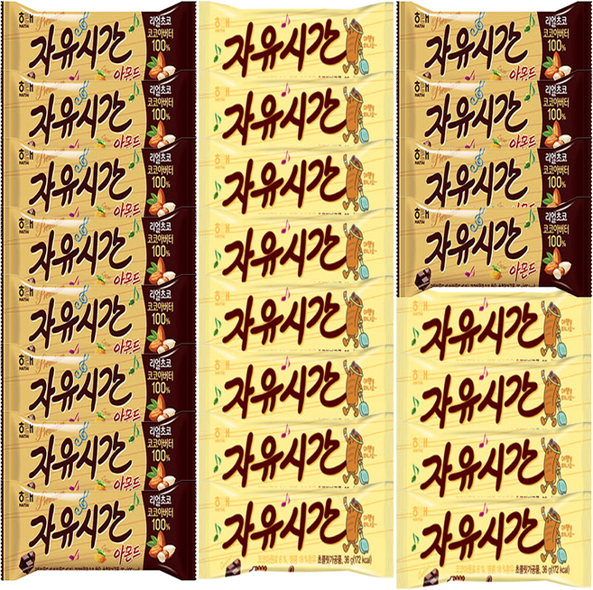 해태제과 자유시간 리얼초코 36g x 12p + 아몬드 36g x 12p, 864g, 1세트