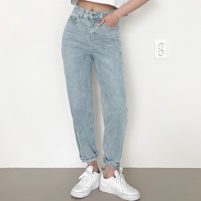 가비진 여성용 하이웨스트 데님 보이핏 배기 팬츠 청바지