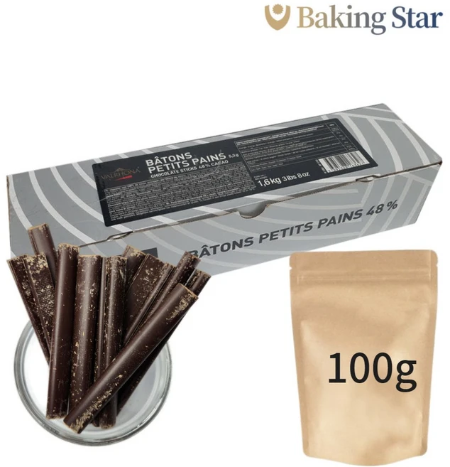 발로나 바통 스틱 초콜릿 48% 100g 소분 페스츄리용 초코스틱, 100g(소분)케이스, 1개 - 쿠팡