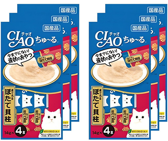 챠오츄르 고양이 짜먹는 간식 4p, 혼합맛(참치/가리비관자), 14g, 6개