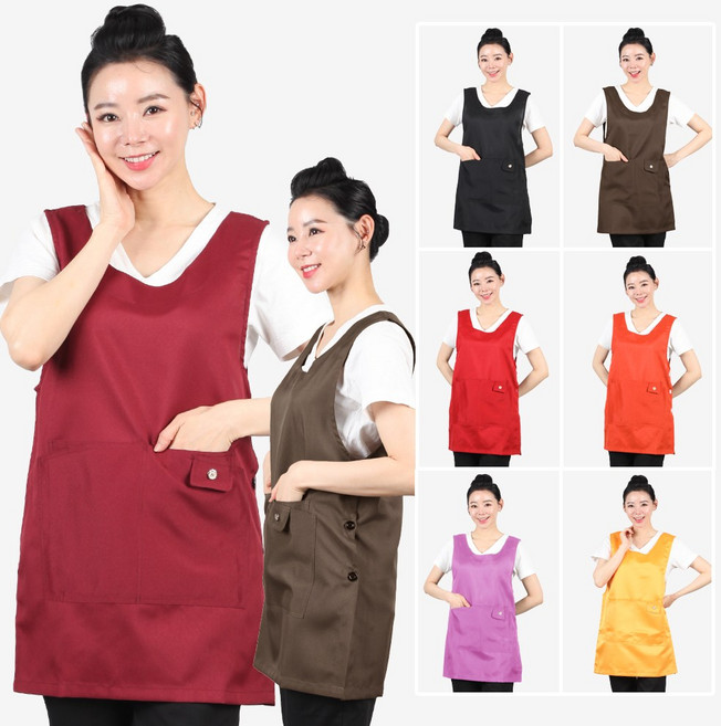 원피스 앞치마 큰주머니 시장 요양보호사 복지 AE226, AE226 브라운L, 1개