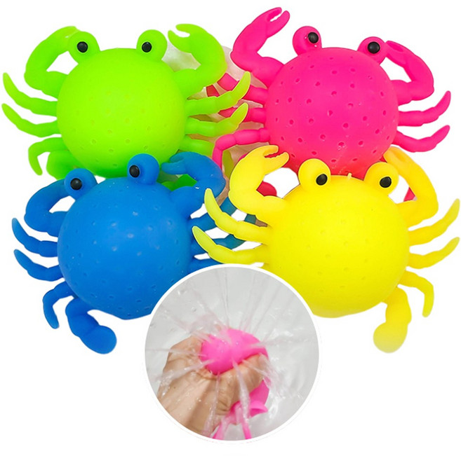 꽃게 말랑 물풍선 4종세트, 1세트, 옐로우+그린+핑크+블루