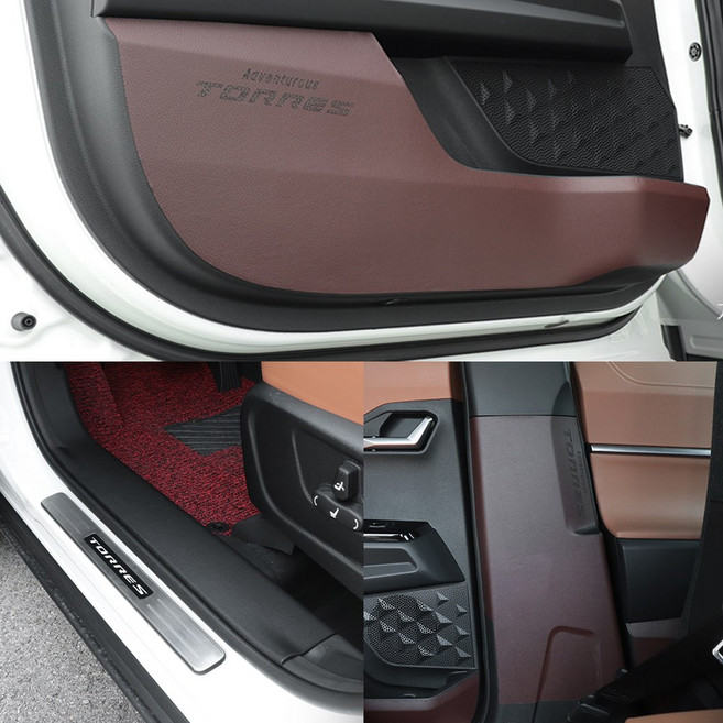 토레스 인조가죽 스크래치방지 커버 모음 도어커버 글로브박스커버 스텝몰딩 안전벨트커버, 레드