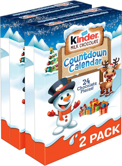 Kinder Joy 크리스마스 어드벤트 캘린더 초콜릿 Candy Treats Inside Perfect 홀리데이 선물 화이트 24 Count Pack of 2 2023 2024