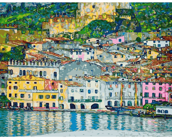 모모픽스페인팅 DIY명화그리기 60x75cm, WP08 클림트 가르다호숫가, 1개