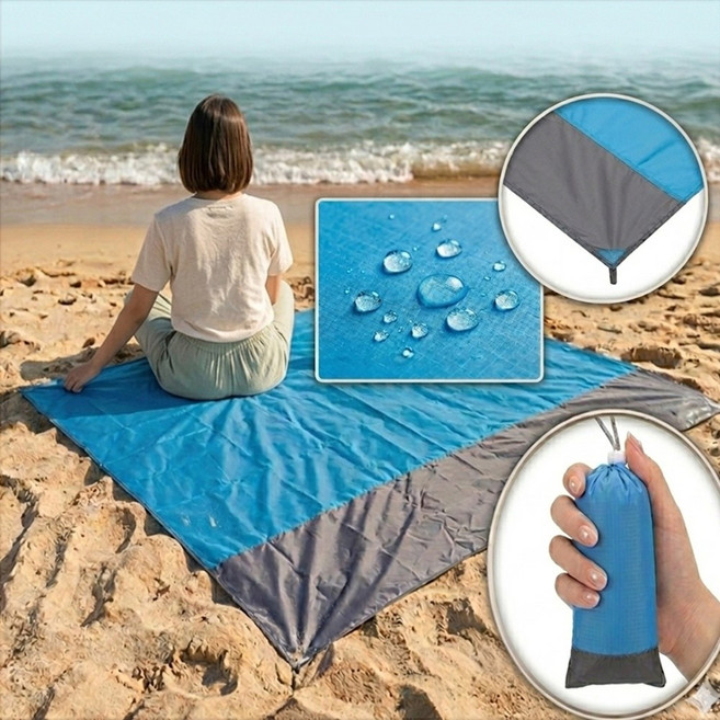 하루림 등산 방수 돗자리 포켓 휴대용 초경량 피크닉매트 200X140, 블루그레이