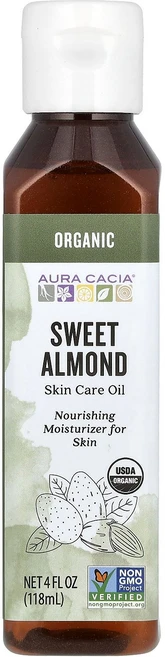 Aura Cacia 유기농 스킨케어 오일 스윗 아몬드 118 ml (4 fl oz) Cacia (아우라 카시아), 118.294 ml - 쿠팡