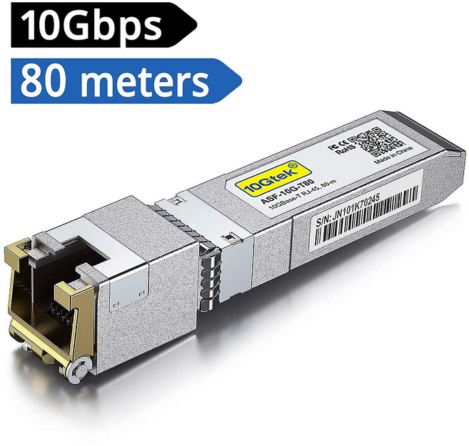 10Gtek 80미터 10GBase-T SFP+ 트랜시버 RJ-45 SFP+ CAT.6a Cisco Ubiquiti UniFi Netgear D-Link 등과 호환 가능, For Ubiquiti, 1-pack, 1개