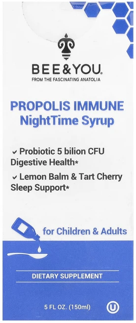 Bee & You 프로폴리스 이뮨 야간 시럽 어린이 및 성인용 150ml(5fl oz), BeeYou프로폴리스이뮨야간시럽어린이및성인용150ml5, 1개, 150ml - 쿠팡