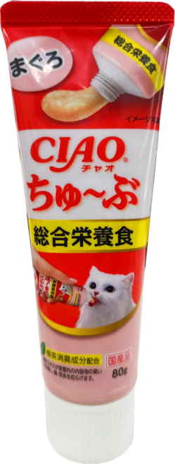 INABA CIAO 啾嚕 膏狀啾嚕肉泥, CS-155 綜合營養食鮪魚, 80g, 1條