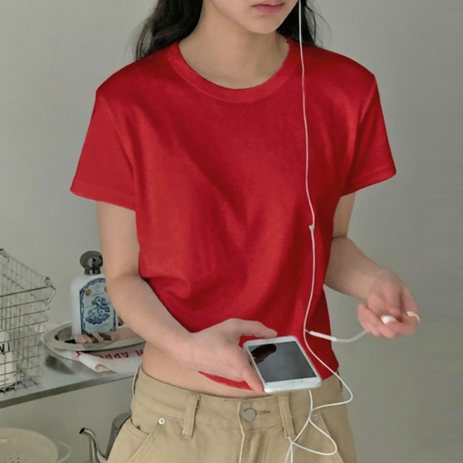 마이쏭 여성 루즈핏 무지 고퀼리티 국내제작 브리프크롭반팔티