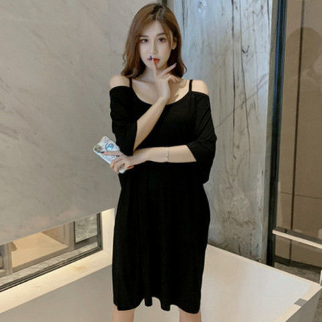 해피유통 여성 빅사이즈 박시 오프숄더 나시 스커트 잠옷 실내복 jhb