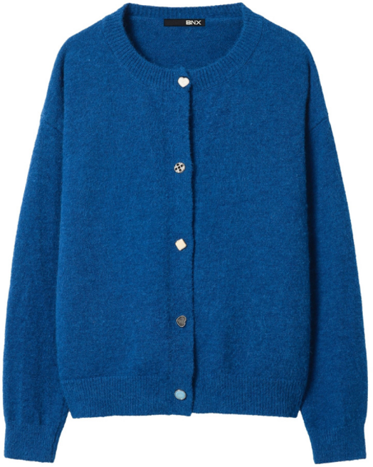 BNX 데일리 라운드 버튼 포인트 니트 가디건 BX3CD001L0 여성 라운드넥 데일리가디건 캐주얼 봄 가을 겨울 여자 긴팔 긴팔티 긴팔니트 니트가디건 비엔엑스 단추 가디건