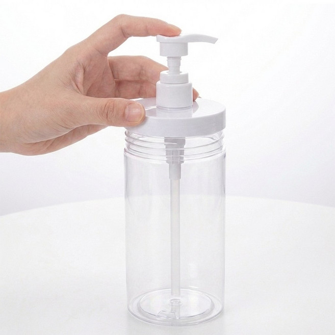 넓은입구 대용량 리필 디스펜서 펌프 공병 샴푸 바디워시 세제 주방 욕실용, 투명 1000ml, 1개