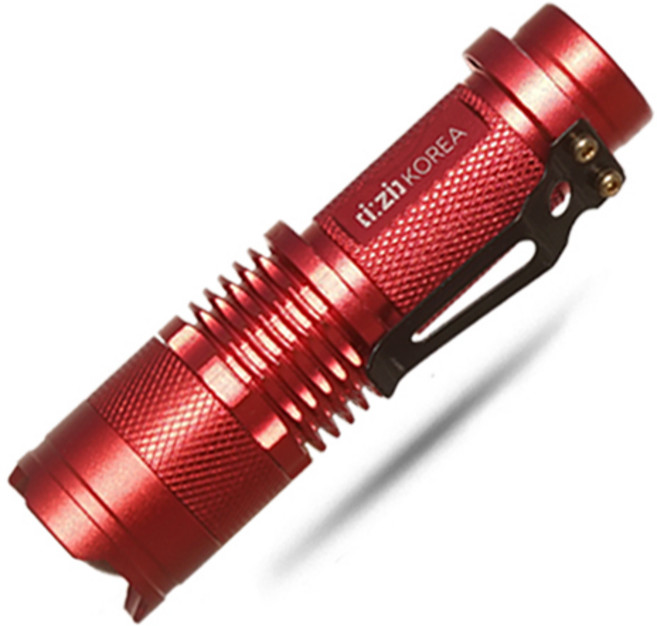이지코리아 휴대용 LED 후레쉬 손전등 AA건전지, 1개, 빨강