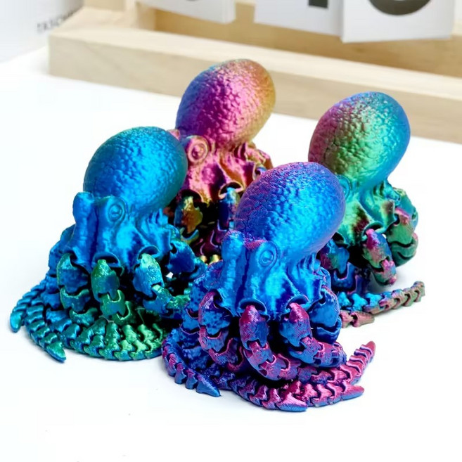 3D 피규어 프린팅 문어 유연하게 움직이는 관절 옥토퍼스 동물 장난감 장식, 1개