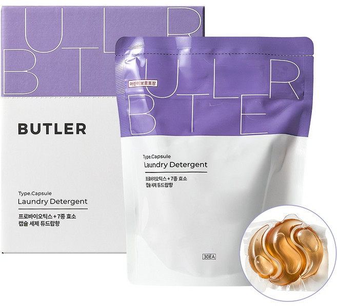 버틀러 프로바이오틱스 효소 캡슐 세탁세제 듀드랍향 국내생산 알러지프리향료, 1개, 30개입