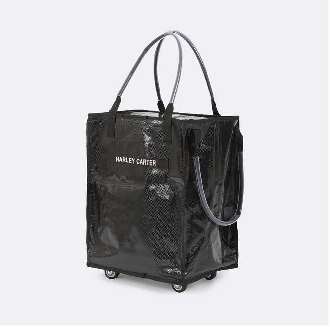Harley Cater 할리카터 시장바구니 캐리어 롤링카트 여행보조가방 롤링백 토트백 쇼핑가방, 블랙