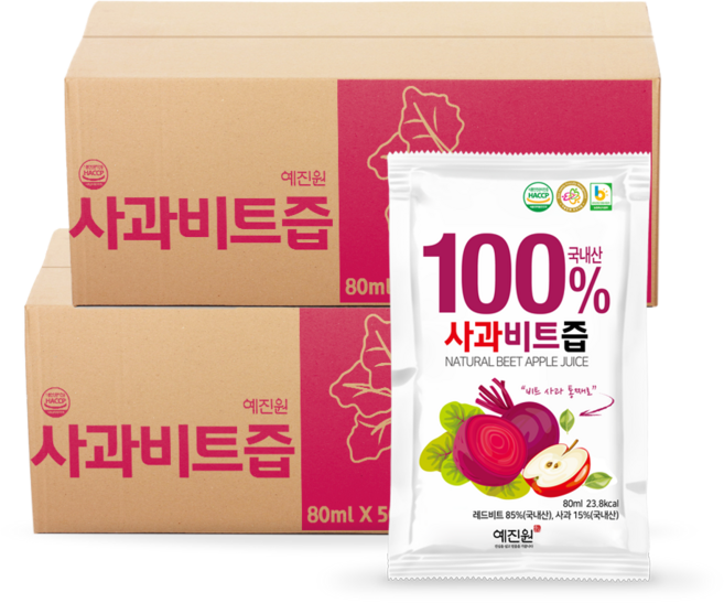 예진원 국내산 사과비트즙, 100개, 80ml