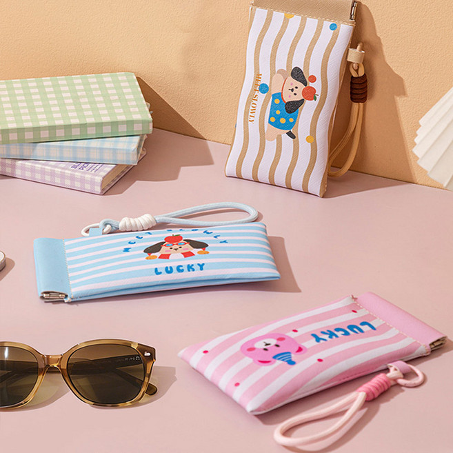 캐릭터 안경집 케이스 선글라스 가죽 안경 키링 원터치 보관 파우치 i133