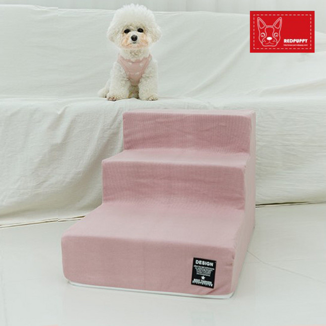 레드퍼피 플로리아 펫스텝 3단 마블스펀지 애견용품, 핑크, 색상:핑크