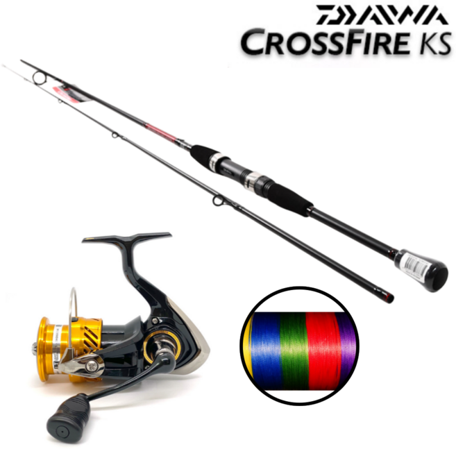 다이와 크로스파이어 KS 낚시대+릴 세트 합사 라인 셋팅 스피닝릴 바다 낚싯대 낚시용품, 762MFS(스피닝)+LT 2500-XH, 9합사 0.8호 200m