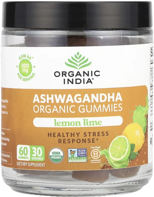 Organic India 유기농 아슈와간다 구미젤리 레몬 라임 300mg 구미젤리 60개(구미젤리 1개당 150mg), OrganicIndia유기농아슈와간다구미젤리레몬라임30, 1개 - 쿠팡