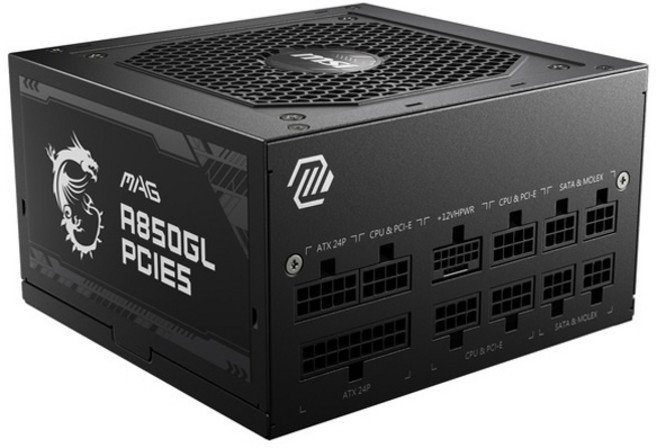 msi 微星 MAG PCIE5 ATX電源供應器 黑色, A850GL