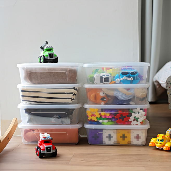 아이리스 국내생산 속이 보이는 리빙박스 MCB-34, 투명, 8개