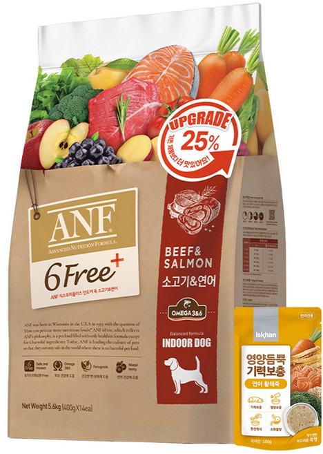 ANF 6Free+ 강아지 사료 +추가발송)반려견영양죽, 1세트, 5.6kg, 소+닭+연어
