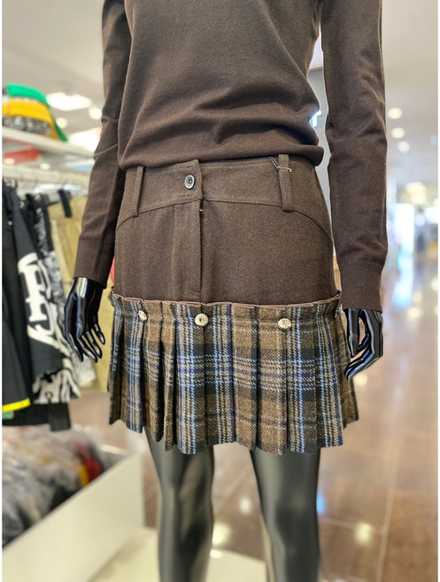 5F [신사] 파사디 골프 여성 24SS 체크 주름 스커트 브라운 P24FSK533M