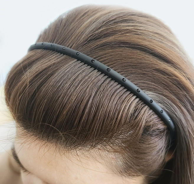 검정 큐빅 얇은머리띠 플라스틱 헤어밴드 남자 여자 SBLK