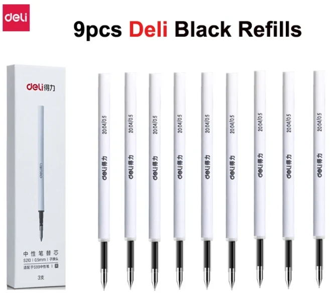 델리 금속 사인 펜 Mijia 젤 PREMEC 부드러운 스위스 0.5mm 일본 블랙 잉크 서명 선물, 03 9 Deli Black ink