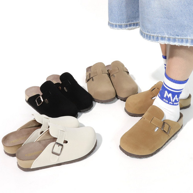 로버 4cm 키높이 남자 여자 사계절 보스턴 플레인 뮬 스웨이트 버캔 슬리퍼