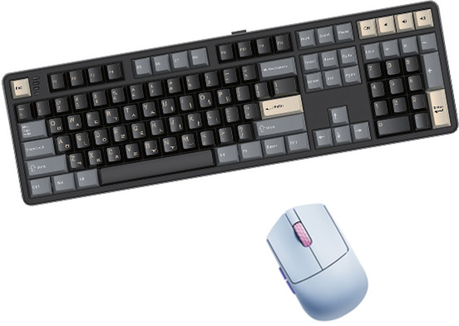 한성컴퓨터 유무선 저소음 기계식 키보드 마우스 세트, 일반형, 로얄블랙 + 코튼캔디, GK798PRO 딥블루 뽀송 38g + M5 Nano