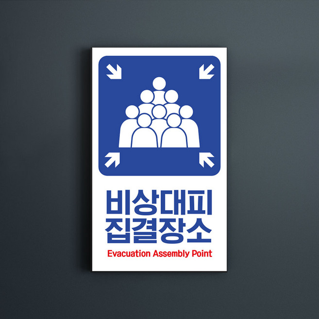 대피 안내판 표지판 안전 집결장소 유도 위치표시 피난 소방 축광 피난구 야광 공공장소 비상구 비상 집결지 대피소 화재 대비, 1개, 포맥스 3T 05