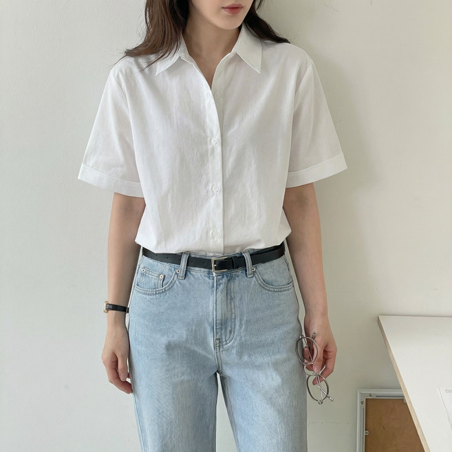 여자 반팔 레귤러핏 옥스포드 셔츠 면100 made in korea (9 color)
